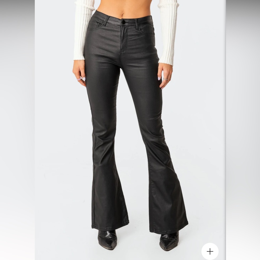 Edikted Luna Faux Leather Flare Pant